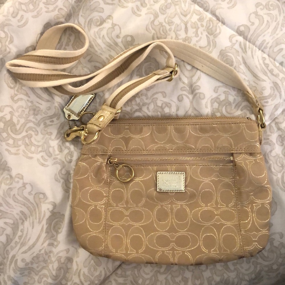 COACH gold spacious crossbody